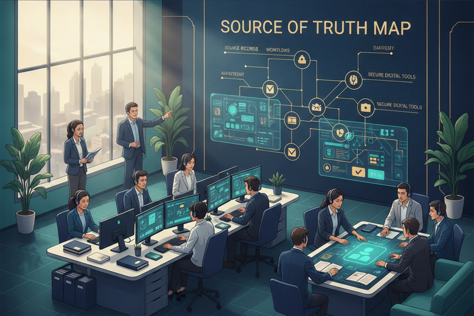 Outbound Calling Operations: Source of Truth Map editorial illustration
