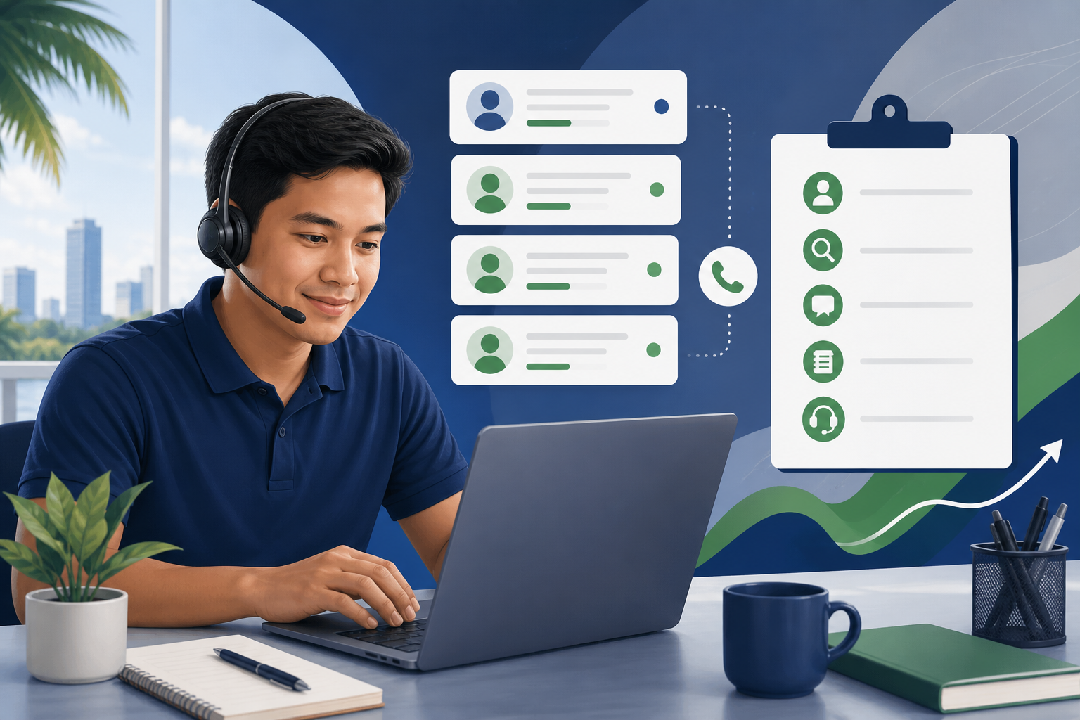 Filipino caller queue release gate editorial illustration